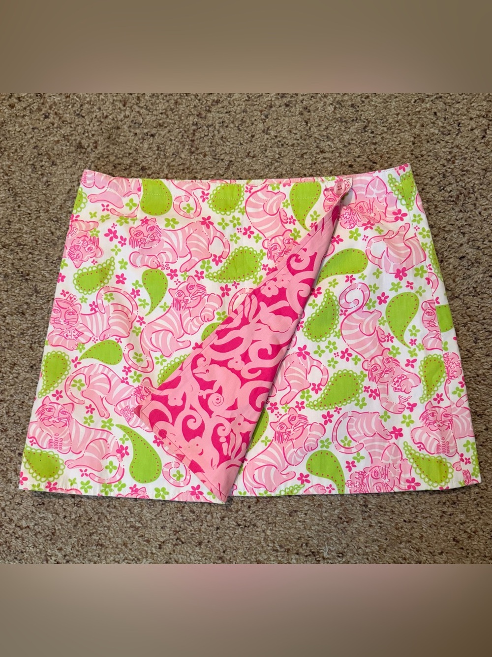 Lilly Pulitzer Reversible Pink & Lime Green Printed Skirt, size 2